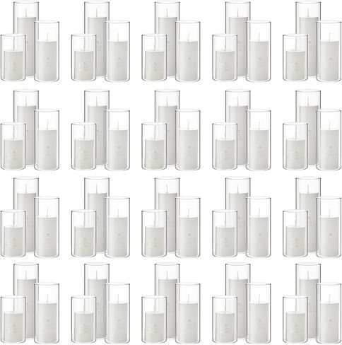 Shihanee 120 Pcs Pillar Candles and Glass Cylinder Vases Clear Cylinder Holders for Slim Pillar Candles Table Decoration (Ivory White) in Kuwait