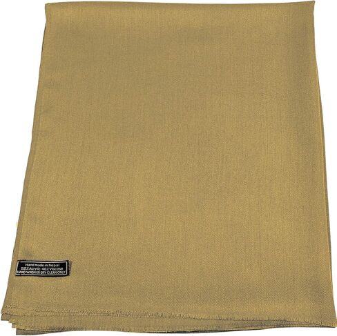 CJ Apparel Gold Solid Color Fringe Design Nepalese Shawl Seconds Scarf Wrap Stole Throw Head Wrap Pashmina Gift Hand Made in Nepal New in Saudi Arabia