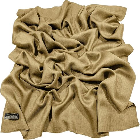 CJ Apparel Gold Solid Color Fringe Design Nepalese Shawl Seconds Scarf Wrap Stole Throw Head Wrap Pashmina Gift Hand Made in Nepal New in Saudi Arabia