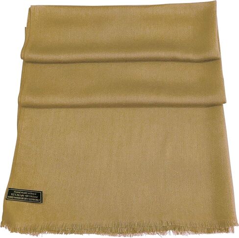 CJ Apparel Gold Solid Color Fringe Design Nepalese Shawl Seconds Scarf Wrap Stole Throw Head Wrap Pashmina Gift Hand Made in Nepal New in Saudi Arabia