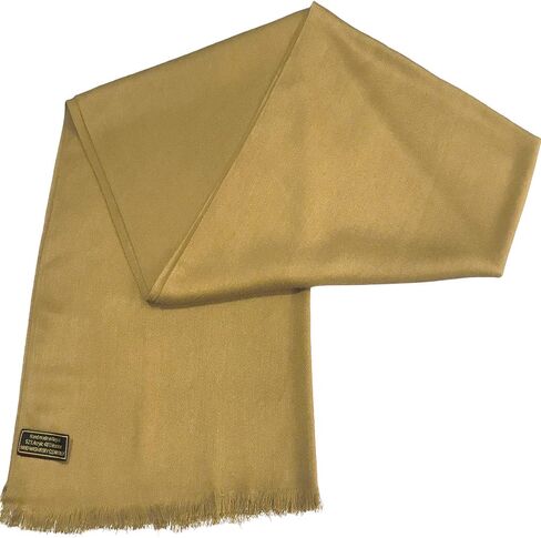 CJ Apparel Gold Solid Color Fringe Design Nepalese Shawl Seconds Scarf Wrap Stole Throw Head Wrap Pashmina Gift Hand Made in Nepal New in Saudi Arabia