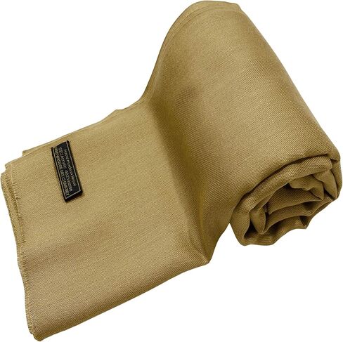 CJ Apparel Gold Solid Color Fringe Design Nepalese Shawl Seconds Scarf Wrap Stole Throw Head Wrap Pashmina Gift Hand Made in Nepal New in Saudi Arabia