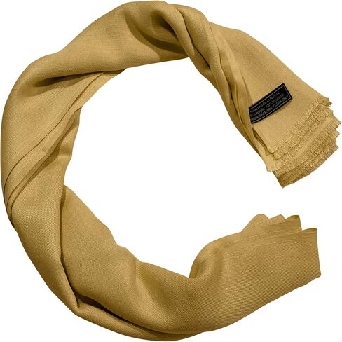 CJ Apparel Gold Solid Color Fringe Design Nepalese Shawl Seconds Scarf Wrap Stole Throw Head Wrap Pashmina Gift Hand Made in Nepal New in Saudi Arabia