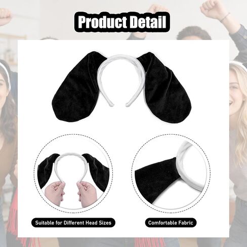 MORTICIA 3pcs Halloween Cosplay Dog Costume Accessories Set with Aviator Goggles, Black Ears Headband, Red Scarf, Cosplay Animal Theme Party and Festival Activities Dress Up Kit for Adults Women in Kuwait