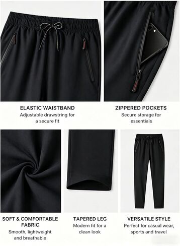Women's Athletic Pants Stretch Workout Joggers with Zipper Pockets Lightweight Breathable in Kuwait