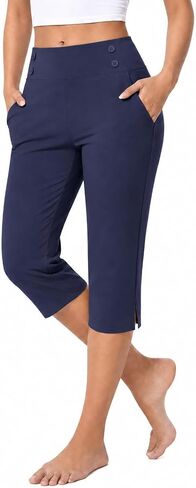 Capri Leggings for Women High Waisted Straight Leg Capris with Pockets Stretch Casual Yoga Pants Work Golf Trousers in Kuwait