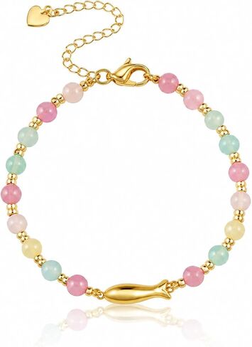 Frodete Colorful Beaded Braclet for Women Dopamine Fish Charm Bracelet Summer Dresses Outfits Beach Wear Vacation Jewelry Gifts in Kuwait