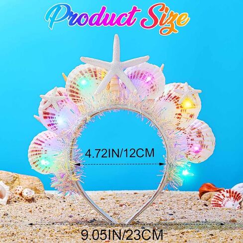 CAKURE Light Up Mermaid Headband Led Seashell Headpiece Under the Sea Hair Accessories for Women in Saudi Arabia