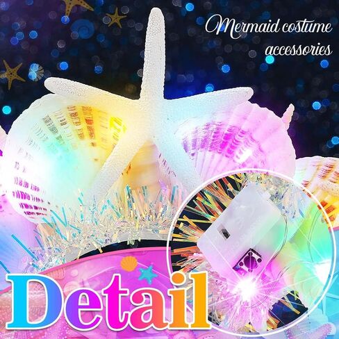 CAKURE Light Up Mermaid Headband Led Seashell Headpiece Under the Sea Hair Accessories for Women in Saudi Arabia
