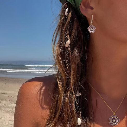 BriLove Rose Flower Necklace Earrings Set for Women Shiny Rhinestone Enamel Floral Fashion Jewelry Party Prom Accessories in Saudi Arabia
