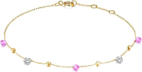 14K Solid Gold Custom Multi-Gemstone Station Bracelet in Real Pure Gold Gift for Women in Saudi Arabia