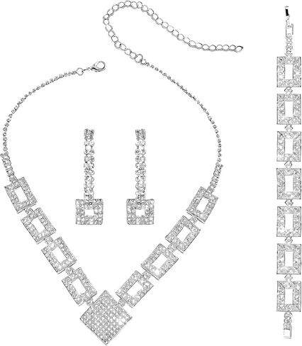 4 PCS Bride Wedding Jewelry Set Necklace Earrings Bracelet Sets Formal Costume Jewelry for Women in Saudi Arabia