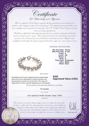 Single White 10-11mm A Quality Freshwater Cultured Pearl Bracelet for Women in Kuwait