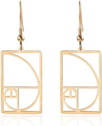 18K Gold Plated Mathematics Science Drop Earrings Geometic Fibonacci Sequence Dangle Earrings Teacher Gift in Saudi Arabia