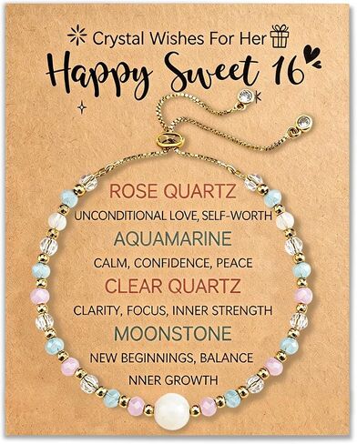 igvean 16th Birthday Gifts for Girls Sweet 16 Gifts Natural Crystal Bracelet Sweet Sixteen Gift for Daughter Niece Granddaughter Friends Happy 16th Birthday Card in Saudi Arabia