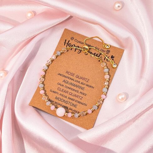igvean 16th Birthday Gifts for Girls Sweet 16 Gifts Natural Crystal Bracelet Sweet Sixteen Gift for Daughter Niece Granddaughter Friends Happy 16th Birthday Card in Saudi Arabia