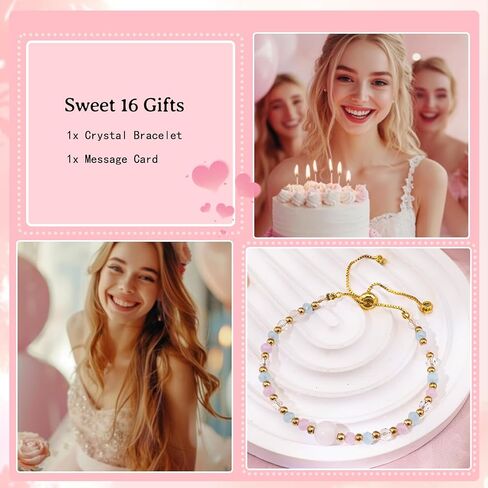 igvean 16th Birthday Gifts for Girls Sweet 16 Gifts Natural Crystal Bracelet Sweet Sixteen Gift for Daughter Niece Granddaughter Friends Happy 16th Birthday Card in Saudi Arabia