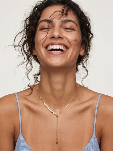 MODRSA Adjustable Gold Long Necklaces for Women Gold Lariat Slip Chain Necklace Rhinestone Y Necklace Non Tarnish Waterproof Vacation Accessories Trendy Mother's Day Birthday Gifts for Women Jewelry in Kuwait
