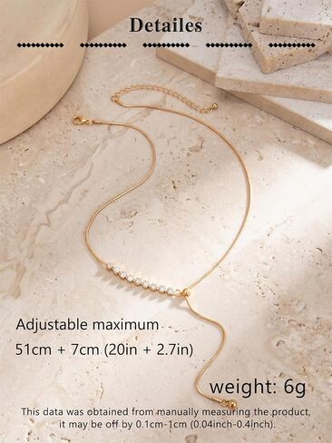 MODRSA Adjustable Gold Long Necklaces for Women Gold Lariat Slip Chain Necklace Rhinestone Y Necklace Non Tarnish Waterproof Vacation Accessories Trendy Mother's Day Birthday Gifts for Women Jewelry in Kuwait