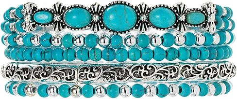 FUTIMELY Boho Stackable Turquoise Bracelet Set for Women,Western Butterfly Hat Beaded Stretch Bracelets.Ethnic Accessories Cowgirl Jewelry Gift in Kuwait