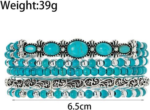 FUTIMELY Boho Stackable Turquoise Bracelet Set for Women,Western Butterfly Hat Beaded Stretch Bracelets.Ethnic Accessories Cowgirl Jewelry Gift in Kuwait