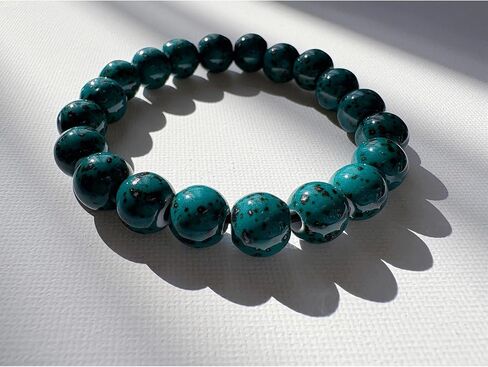 Awala 3-Pack Ceramic Bead Bracelet Set, 8mm Speckled Deep Green, Sky Blue & Turquoise, 8 Inch Unisex Wristbands for Energy & Relaxation in Kuwait