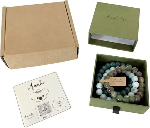 Awala 3-Pack Ceramic Bead Bracelet Set, 8mm Speckled Deep Green, Sky Blue & Turquoise, 8 Inch Unisex Wristbands for Energy & Relaxation in Kuwait