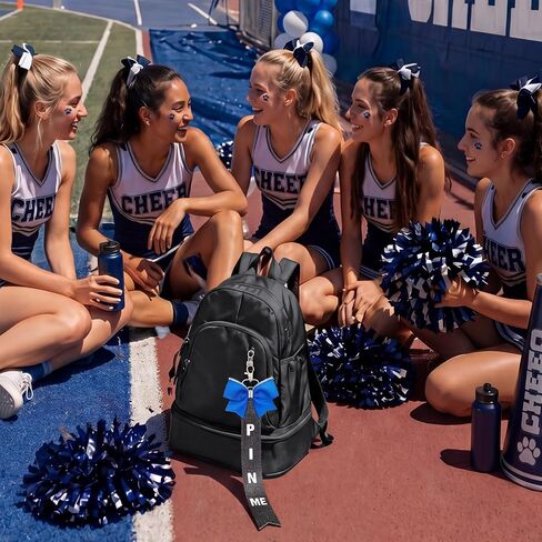 Hosuly Cheerleading Backpack with Shoe Compartment, Cheer Bag with Bow Keychain Lightweight Waterproof Cheerleading Gifts for Girls & Cheerleaders, School Sports Bag in Kuwait