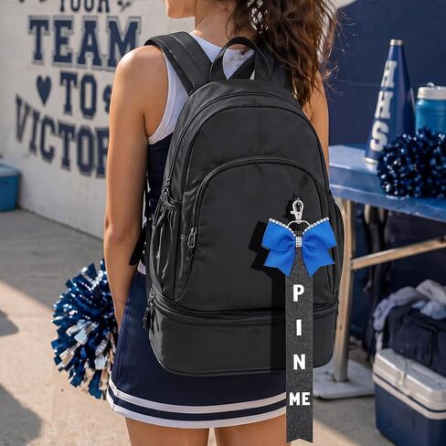 Hosuly Cheerleading Backpack with Shoe Compartment, Cheer Bag with Bow Keychain Lightweight Waterproof Cheerleading Gifts for Girls & Cheerleaders, School Sports Bag in Kuwait
