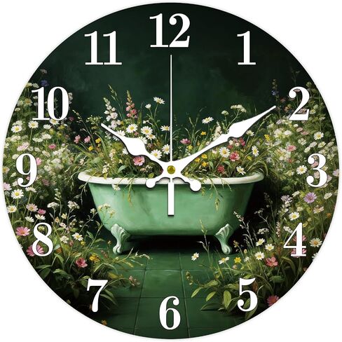 Forest Wildflowers Pattern Wall Clock 12 Inch Non-Ticking Clocks Round Wall Hanging Clock Battery Operated for Bedroom Living Room Kitchen Office in Saudi Arabia