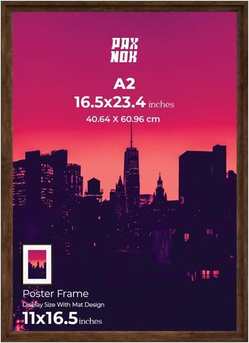 Walnut A2 Picture Frame - Display 11.7x16.5 Mat Within A2 Frame or 16x23 Without Mat - Wall Mount or Horizontal/Vertical Hanging, Durable HD Cover, 1 Pack in Saudi Arabia