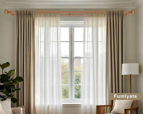 Double Curtain Rods 72-144"(6-12 Feet) for Windows, Fumlyate 1 Inch Diameter Front and 5/8 Inch Back Drapery Rod with Solid Aluminum Brackets, Heavy Duty Telescoping Dual Curtains Poles, Wood Grain in Saudi Arabia