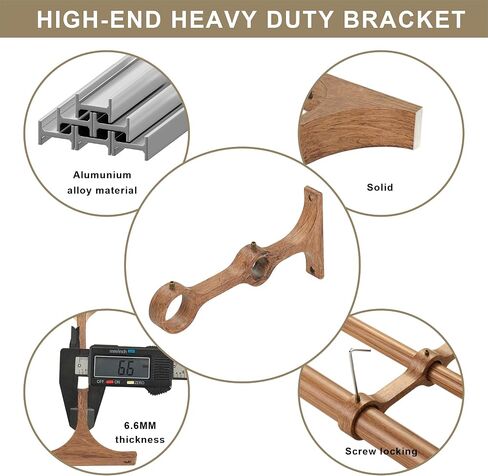 Double Curtain Rods 72-144"(6-12 Feet) for Windows, Fumlyate 1 Inch Diameter Front and 5/8 Inch Back Drapery Rod with Solid Aluminum Brackets, Heavy Duty Telescoping Dual Curtains Poles, Wood Grain in Saudi Arabia
