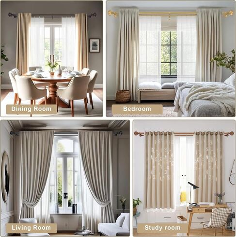 Double Curtain Rods 72-144"(6-12 Feet) for Windows, Fumlyate 1 Inch Diameter Front and 5/8 Inch Back Drapery Rod with Solid Aluminum Brackets, Heavy Duty Telescoping Dual Curtains Poles, Wood Grain in Saudi Arabia