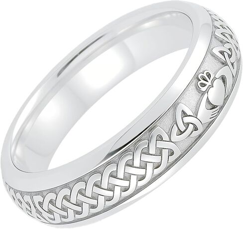Jude Jewelers 4mm 6mm Stainless Steel Celtic Knot Claddagh Heart Pattern Wedding Couple Lovers Band Ring in Kuwait