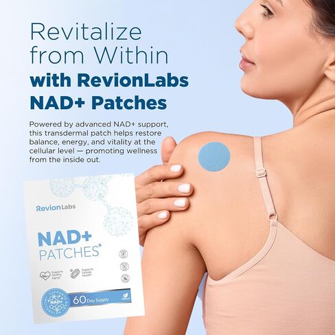 NAD+ Patches for Women Men - Supports Vitality Cellular Energy Boost & Wellness Health Support with Nicotinamide Plus Resveratrol CoQ10 NAC & Lion’s Mane - 60 Day Supply in Saudi Arabia