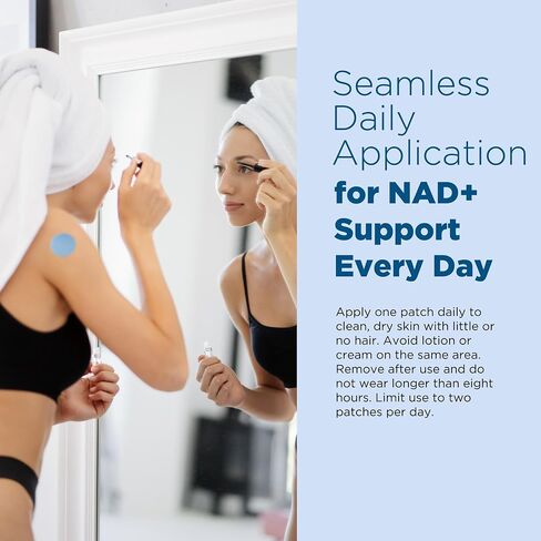 NAD+ Patches for Women Men - Supports Vitality Cellular Energy Boost & Wellness Health Support with Nicotinamide Plus Resveratrol CoQ10 NAC & Lion’s Mane - 60 Day Supply in Saudi Arabia