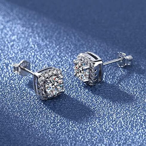 Cubic Zirconia Earring And Necklace Set For Women Trendy Square Halo Dainty Stud Earrings Necklace Set Silver in Saudi Arabia