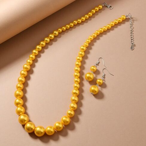 Caiyao Classic Faux Pearl Necklaces Earring Set Multicolor Imitation Round Pearls Choker Necklace for Women Bridal Bridesmaid Wedding Party Prom Costume Jewelry Gifts in Kuwait