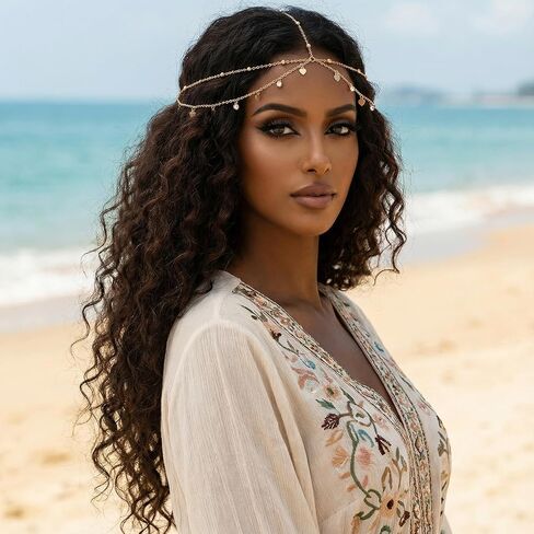 nogeqi الذهب رئيس سلسلة حجر الراين الترتر المصرية خوذة الذهب قطعة الرأس الجني رئيس المجوهرات للنساء الفتيات، اكسسوارات الشعر المصرية لمهرجان حفلة موسيقية الزفاف الزفاف in Kuwait