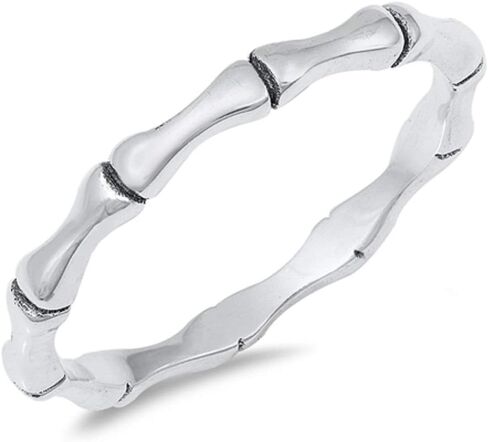 CloseoutWarehouse 925 Sterling Silver Plain Bamboo Ring in Kuwait