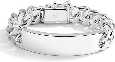 Dankadi 925 Sterling Silver Solid Miami Cuban Link Chain Bracelet Men 13.5MM Rectangular Card Bangles 7 "7.5" 8 "8.5" 9 "9.5" 10" Thick Big Curb Cuban Chain Jewelry Gift in Kuwait