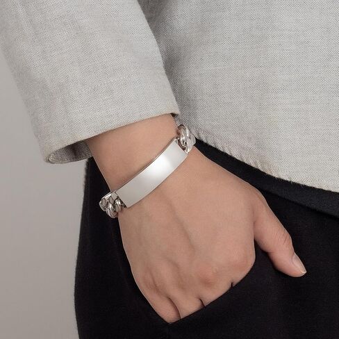 Dankadi 925 Sterling Silver Solid Miami Cuban Link Chain Bracelet Men 13.5MM Rectangular Card Bangles 7 "7.5" 8 "8.5" 9 "9.5" 10" Thick Big Curb Cuban Chain Jewelry Gift in Kuwait