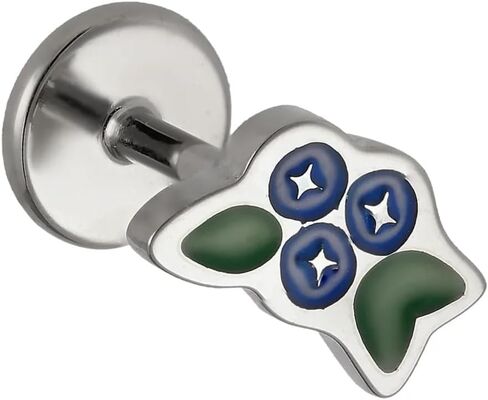 Cords Club Blueberry Bunch Enamel Flat Back Stud – ASTM-F136 Implant Grade Titanium - Push Pin Design for Sensitive Ears – Available in 18K Gold PVD Plated & Titanium Silver (Single Earring) in Saudi Arabia