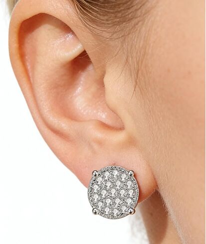big+spring+sale 2 Pairs CZ Stud Earrings for Women and Men, Round Pave Cubic Zirconia Screw Back Earrings, White Gold Plated Hypoallergenic Studs Valentines Day gift Today+Deals+My Recent Order in Saudi Arabia