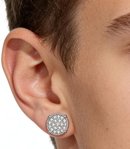 big+spring+sale 2 Pairs CZ Stud Earrings for Women and Men, Round Pave Cubic Zirconia Screw Back Earrings, White Gold Plated Hypoallergenic Studs Valentines Day gift Today+Deals+My Recent Order in Saudi Arabia