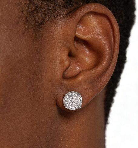 big+spring+sale 2 Pairs CZ Stud Earrings for Women and Men, Round Pave Cubic Zirconia Screw Back Earrings, White Gold Plated Hypoallergenic Studs Valentines Day gift Today+Deals+My Recent Order in Saudi Arabia