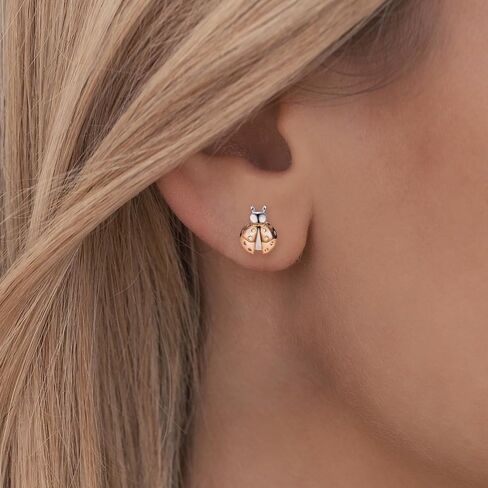 Ladybug Earrings Sterling Silver Ladybug Stud Earrings Cute Hypoallergenic Earrings Tiny Small Dainty Little Ladybird Stud Earrings Animal Jewelry Gifts for Women Daughter Birthday Gifts in Saudi Arabia