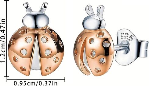 Ladybug Earrings Sterling Silver Ladybug Stud Earrings Cute Hypoallergenic Earrings Tiny Small Dainty Little Ladybird Stud Earrings Animal Jewelry Gifts for Women Daughter Birthday Gifts in Saudi Arabia