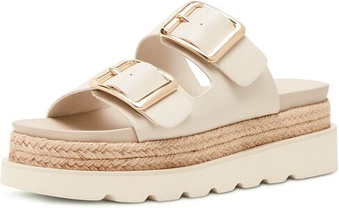 DOEYG Platform Sandals for Women Summer Beach Raffia Slide Sandals Comfortable Casual Woven Straw Sandal with Buckle in Saudi Arabia